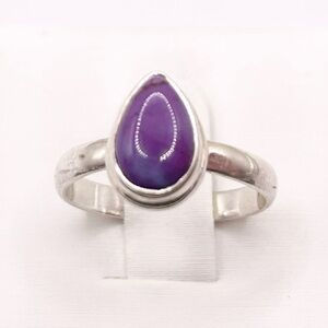 Size 5 Purple Dahlia Turquoise 925 Sterling Silver Ring
